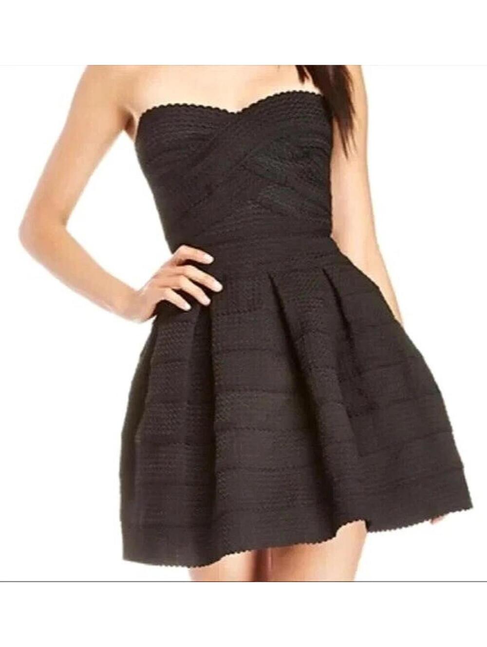 EXPRESS Women's Strapless Mini Dress Fit & Flare Pleated Cocktail Party - Picture 4 of 9